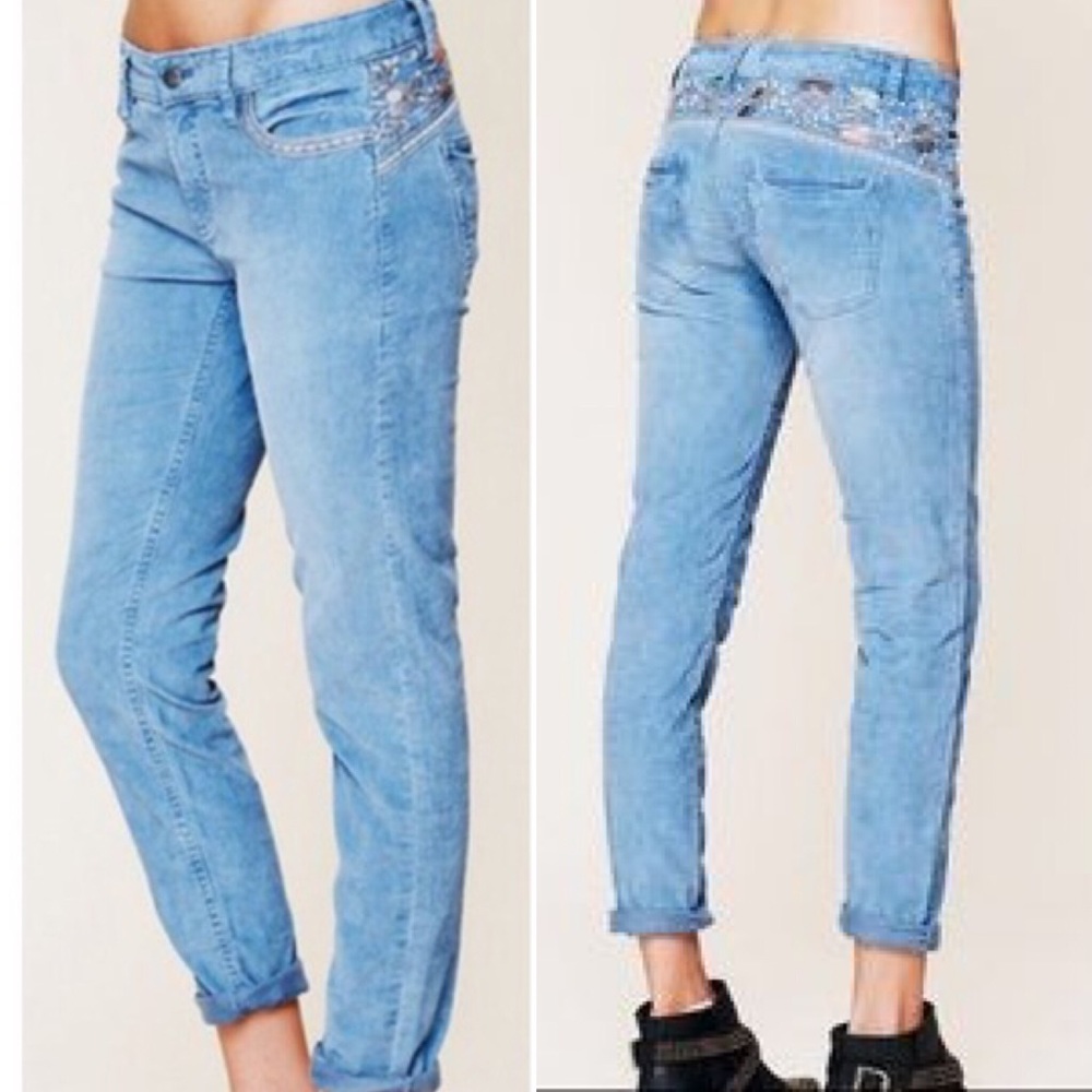 •SOLD• Free People Embroidered Corduroy Jeans
